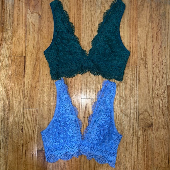 VICTORIA’S SECRET - Bundle of 2 - Lace Bralettes / Bras - Periwinkle & Emerald S - Picture 2 of 11